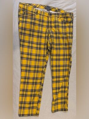 Tripp NYC Yellow Plaid Punk Pants – Size 24W– Rare Bold Tartan